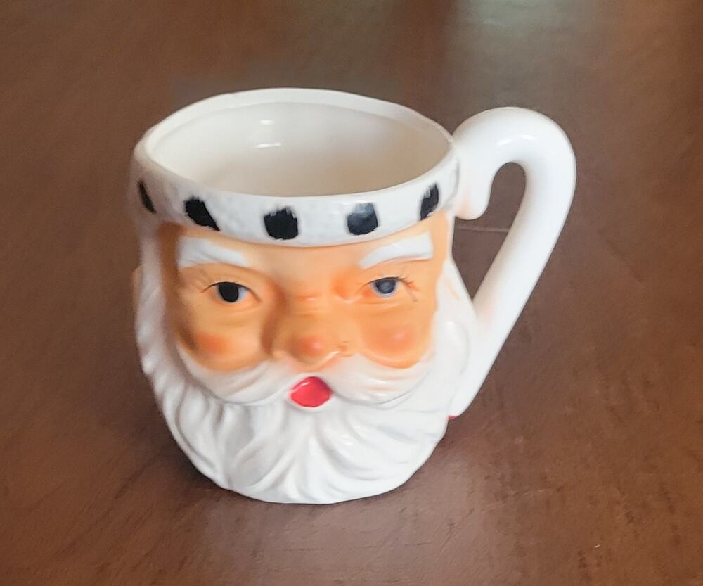 Vintage Christmas Lefton Ceramic Santa & Mrs Clause Double Sided Mug Japan #868
